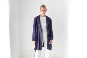 2000s Pure Linen Relaxed Slouchy Belted Trench