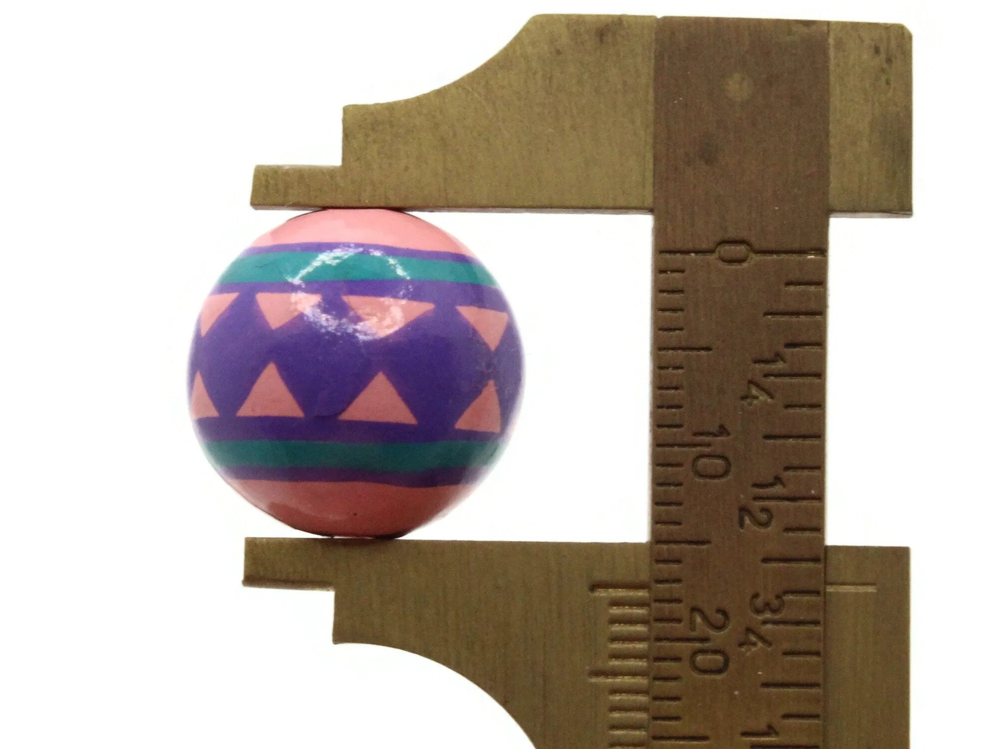 4 17mm Vintage Painted Pink Purple and Blue Round Peruvian Clay Beads