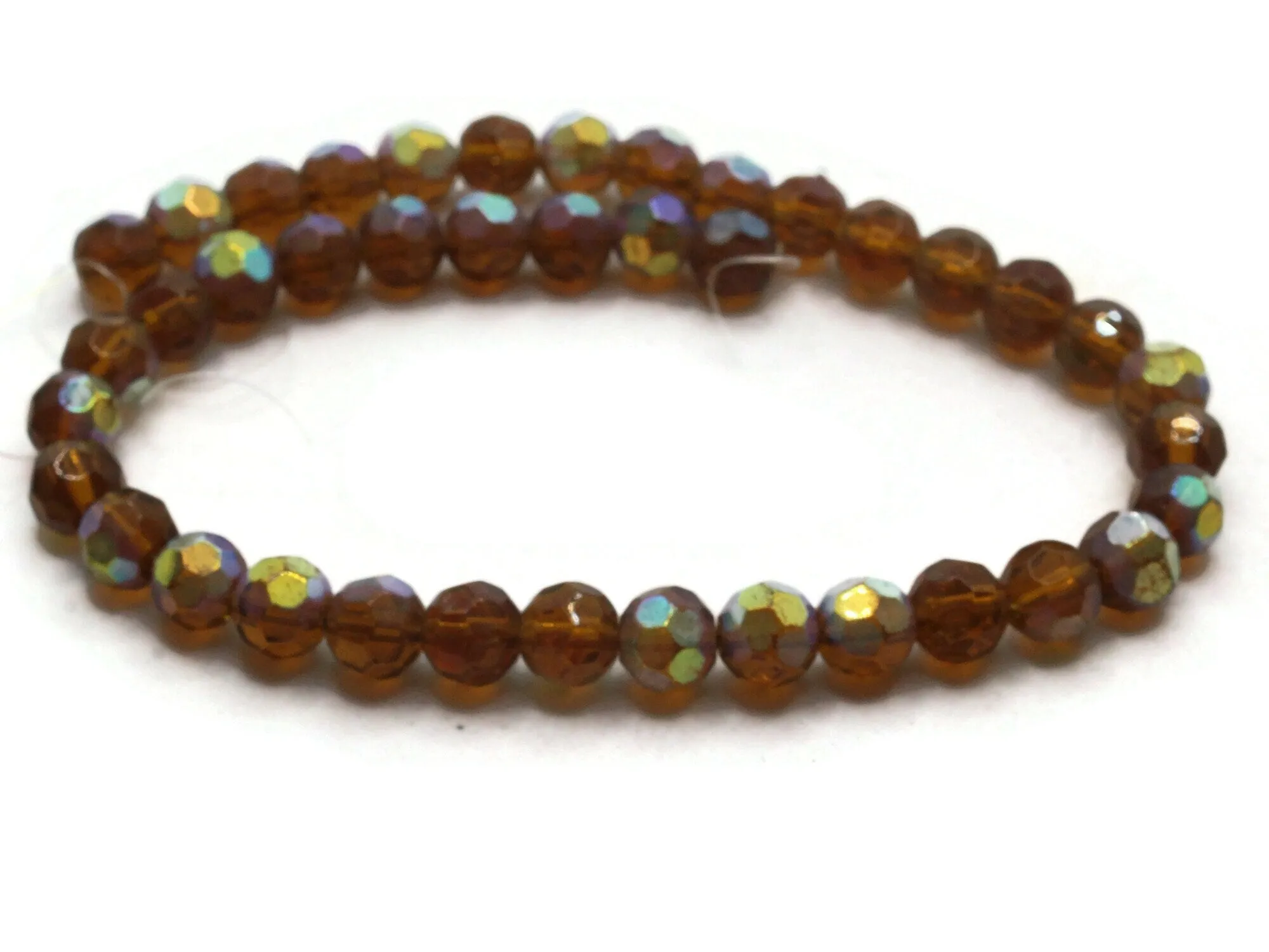 40 8mm Brown Faceted Round Glass Beads with AB finish