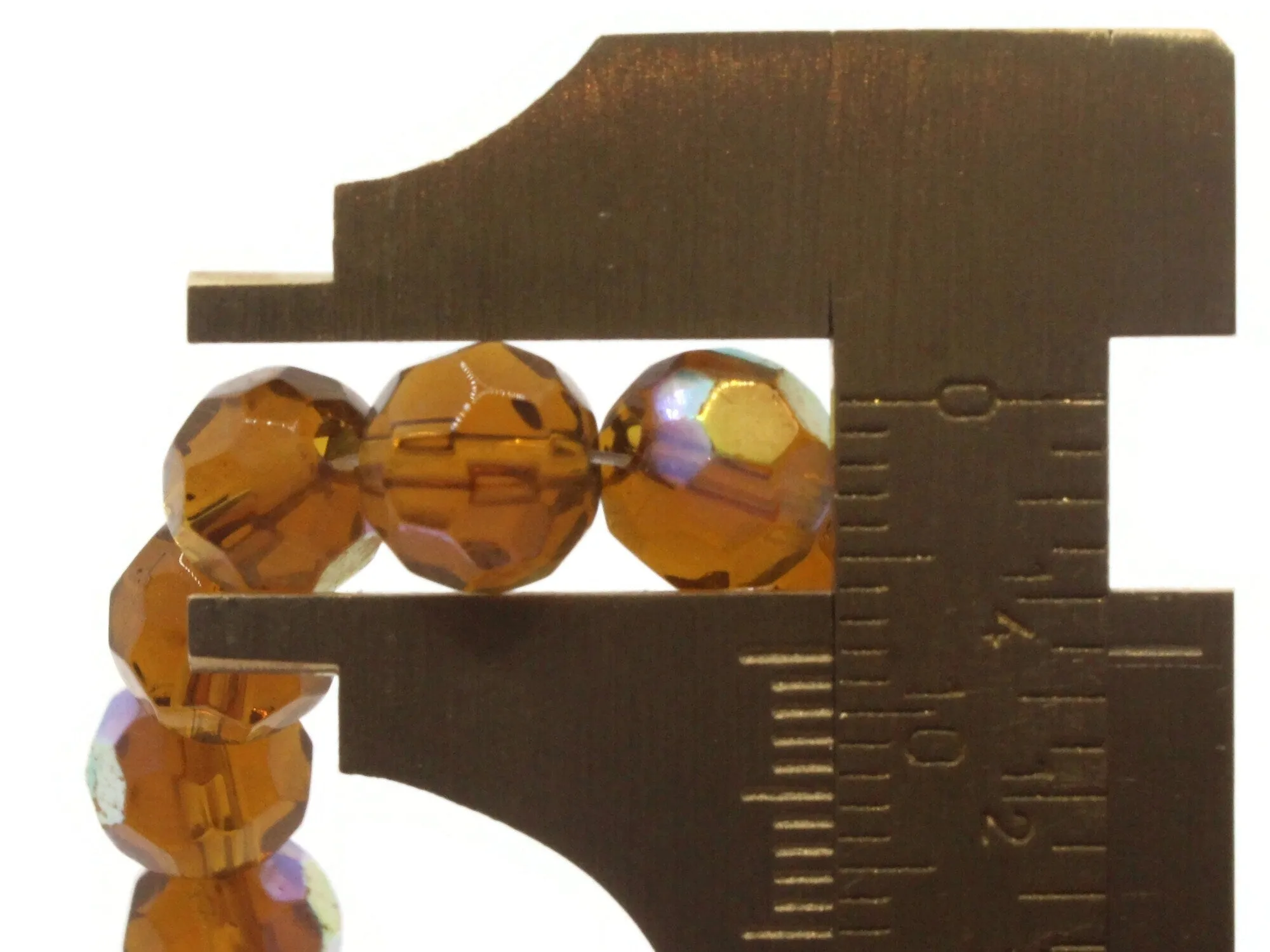 40 8mm Brown Faceted Round Glass Beads with AB finish