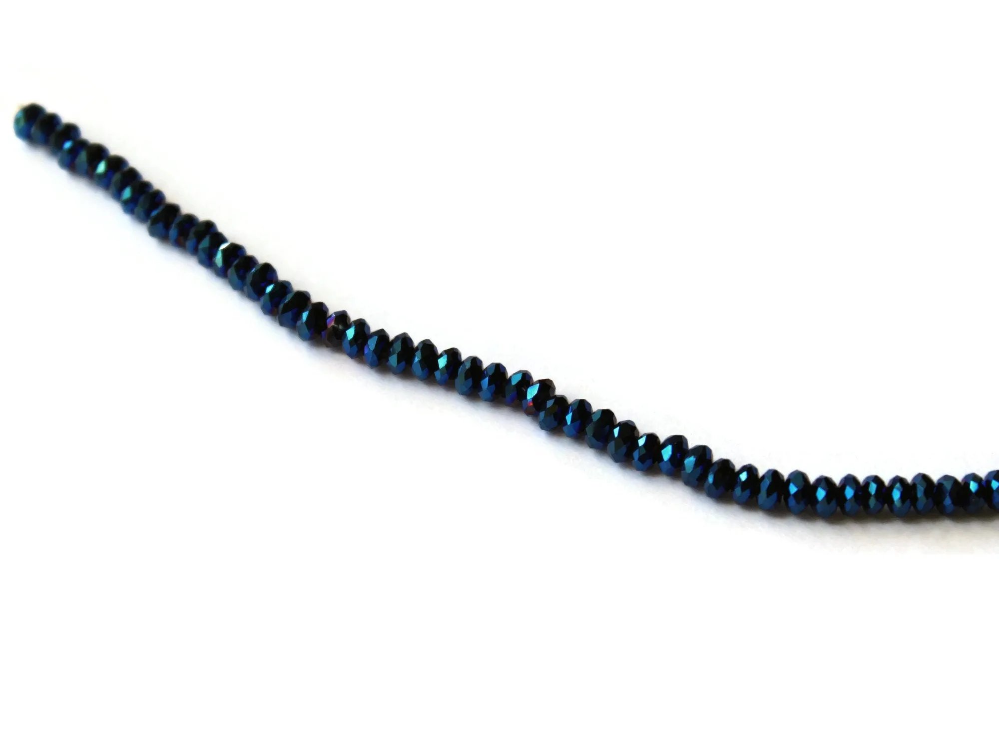 48 3mm x 4mm Blue Crystal Faceted Rondelle Beads
