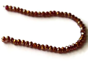 48 3mm x 4mm Red Crystal Faceted Rondelle Beads