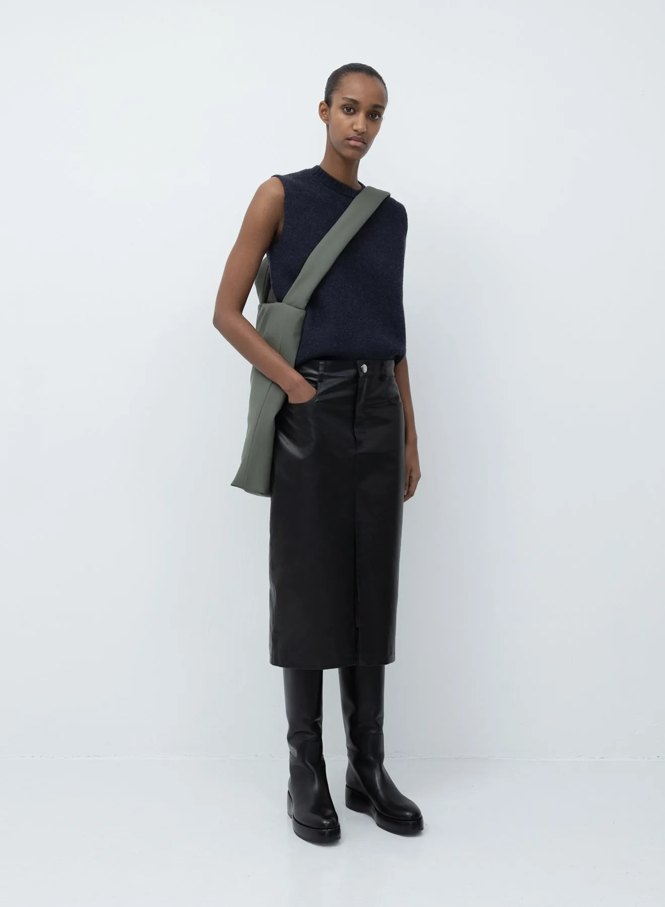 5-pocket skirt oil | black