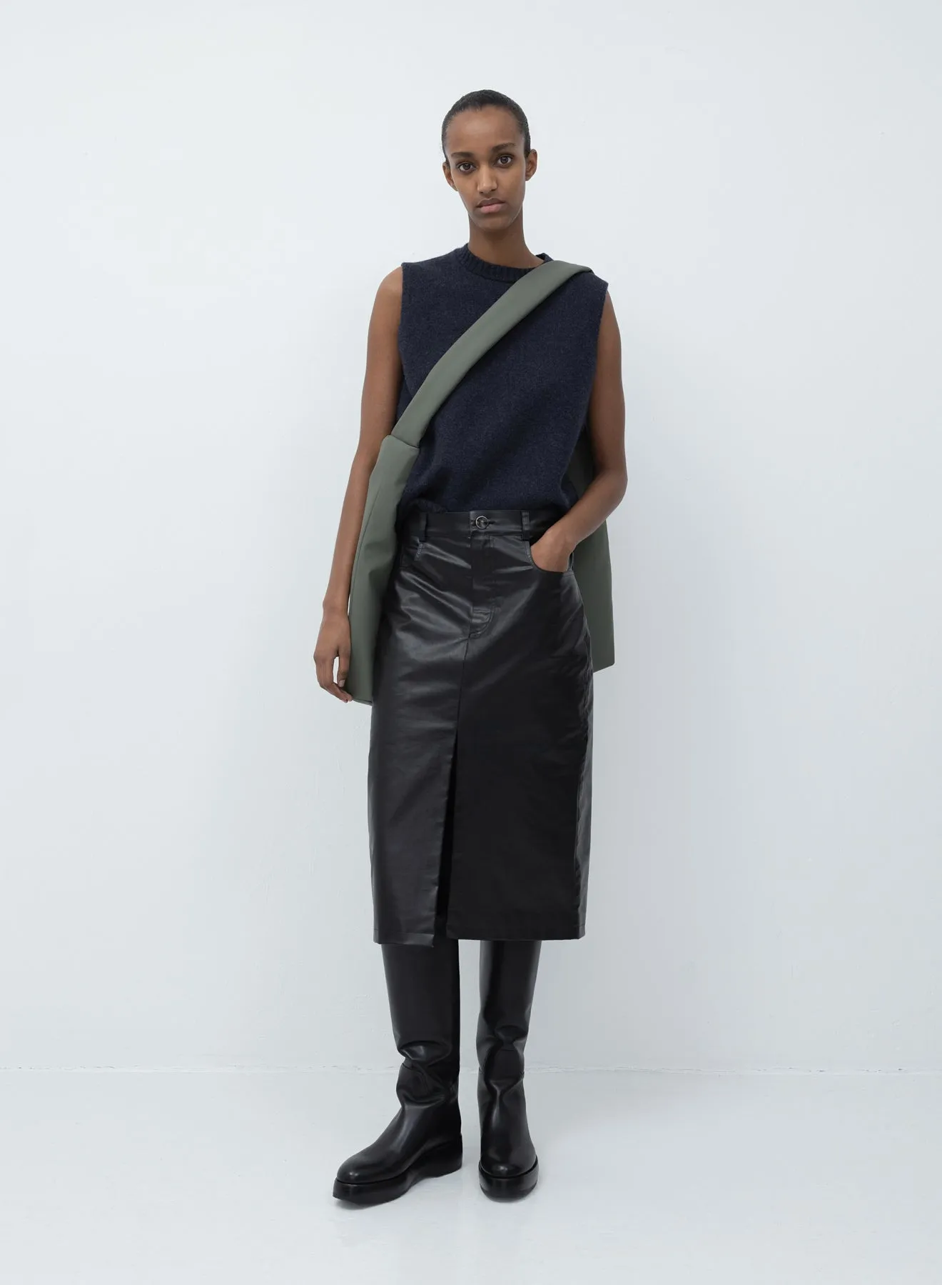 5-pocket skirt oil | black