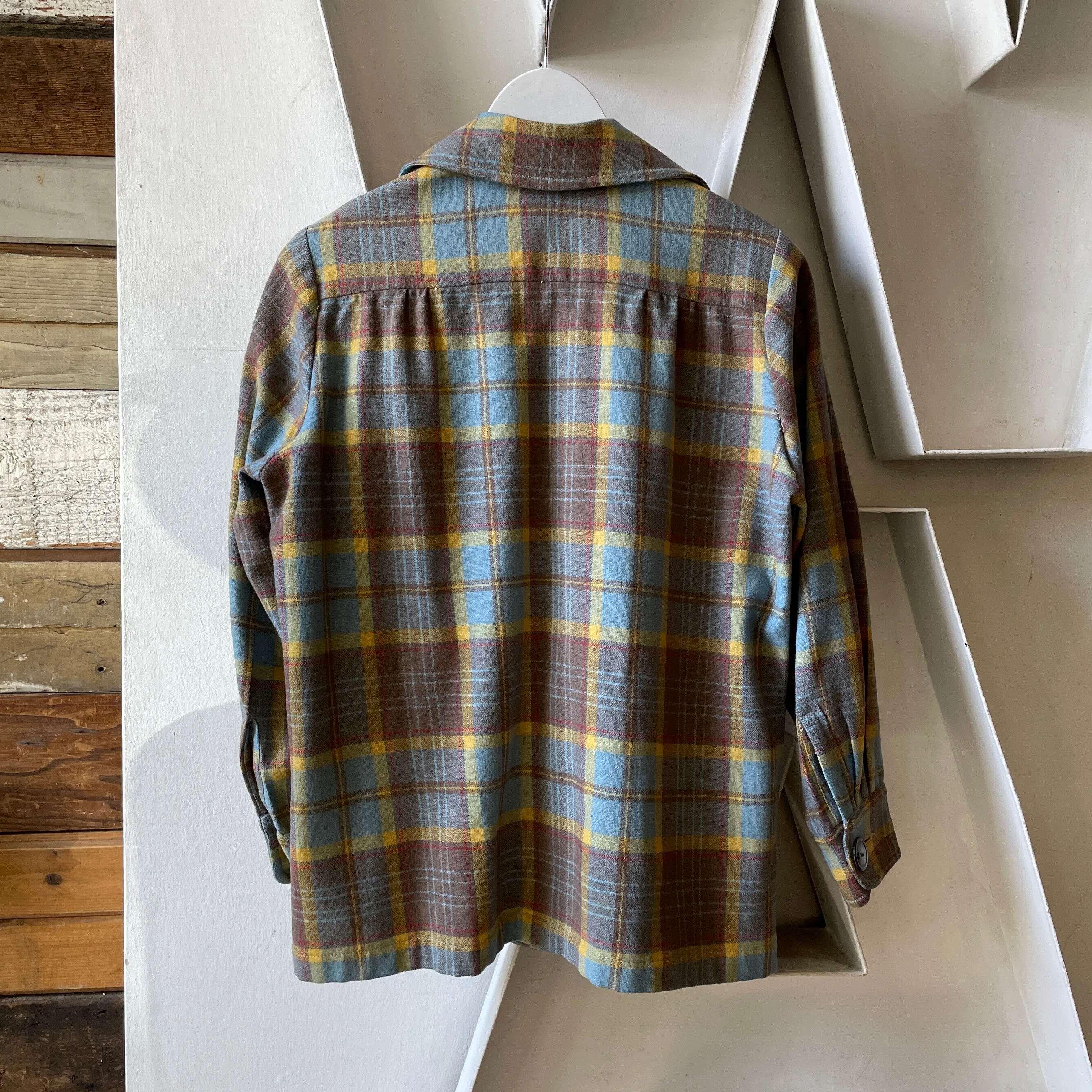 60’s Boxy Plaid Wool Jacket - Small