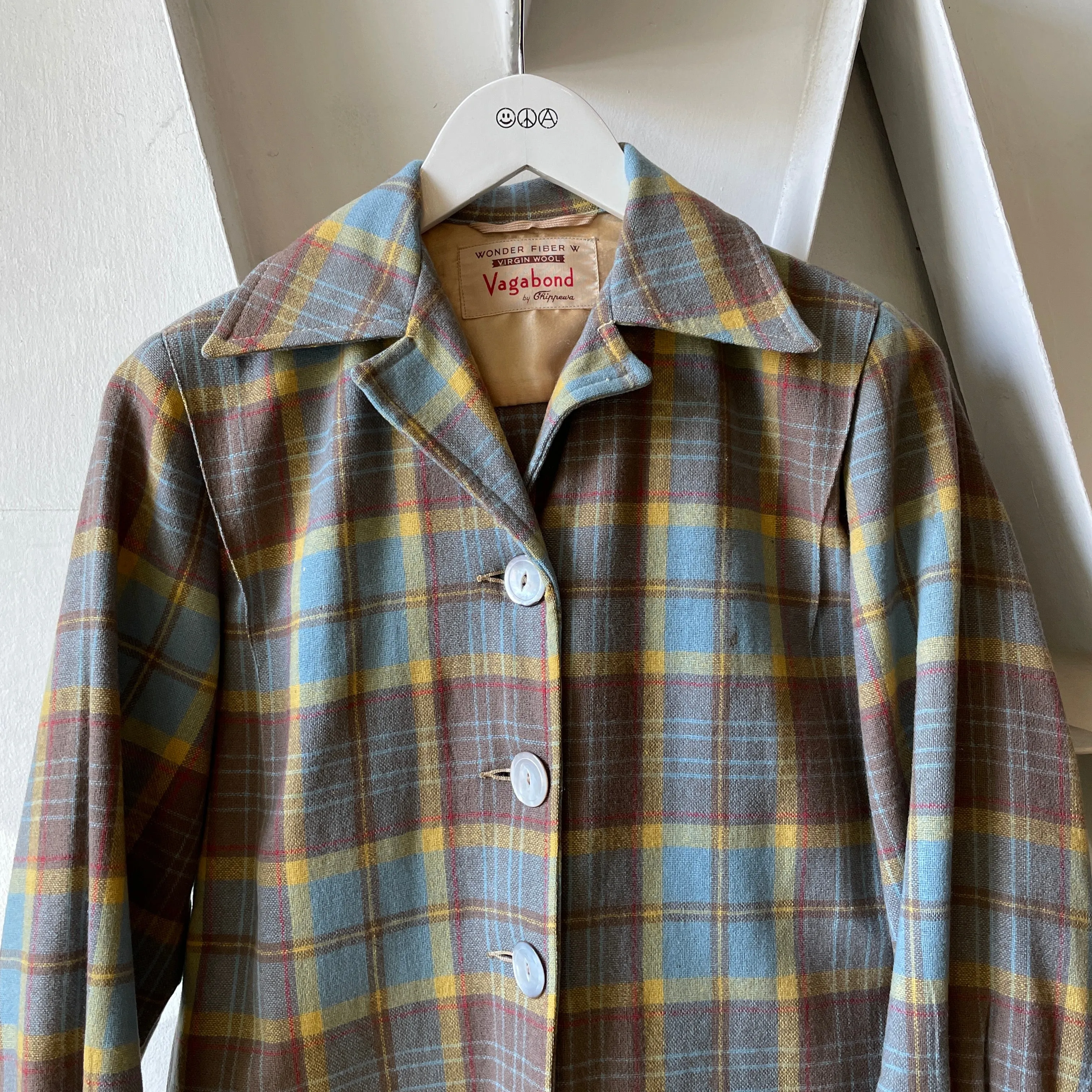 60’s Boxy Plaid Wool Jacket - Small