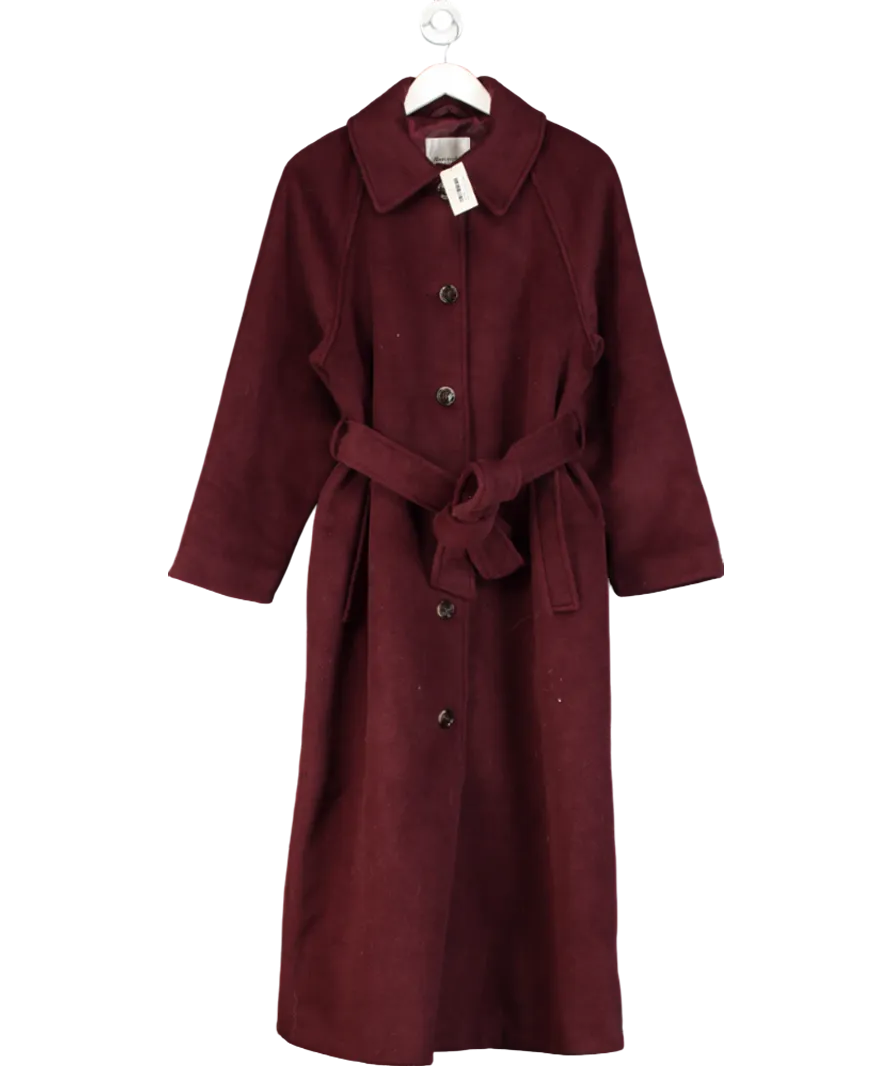 Abercrombie & Fitch Red Wool Belted Longline Coat UK L