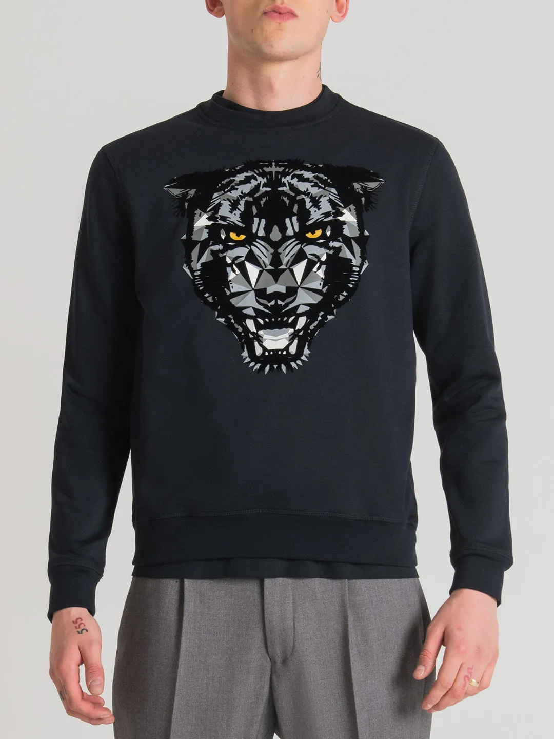 Antony Morato Men Printed Regular Fit Full Sleeves Sweatshirt