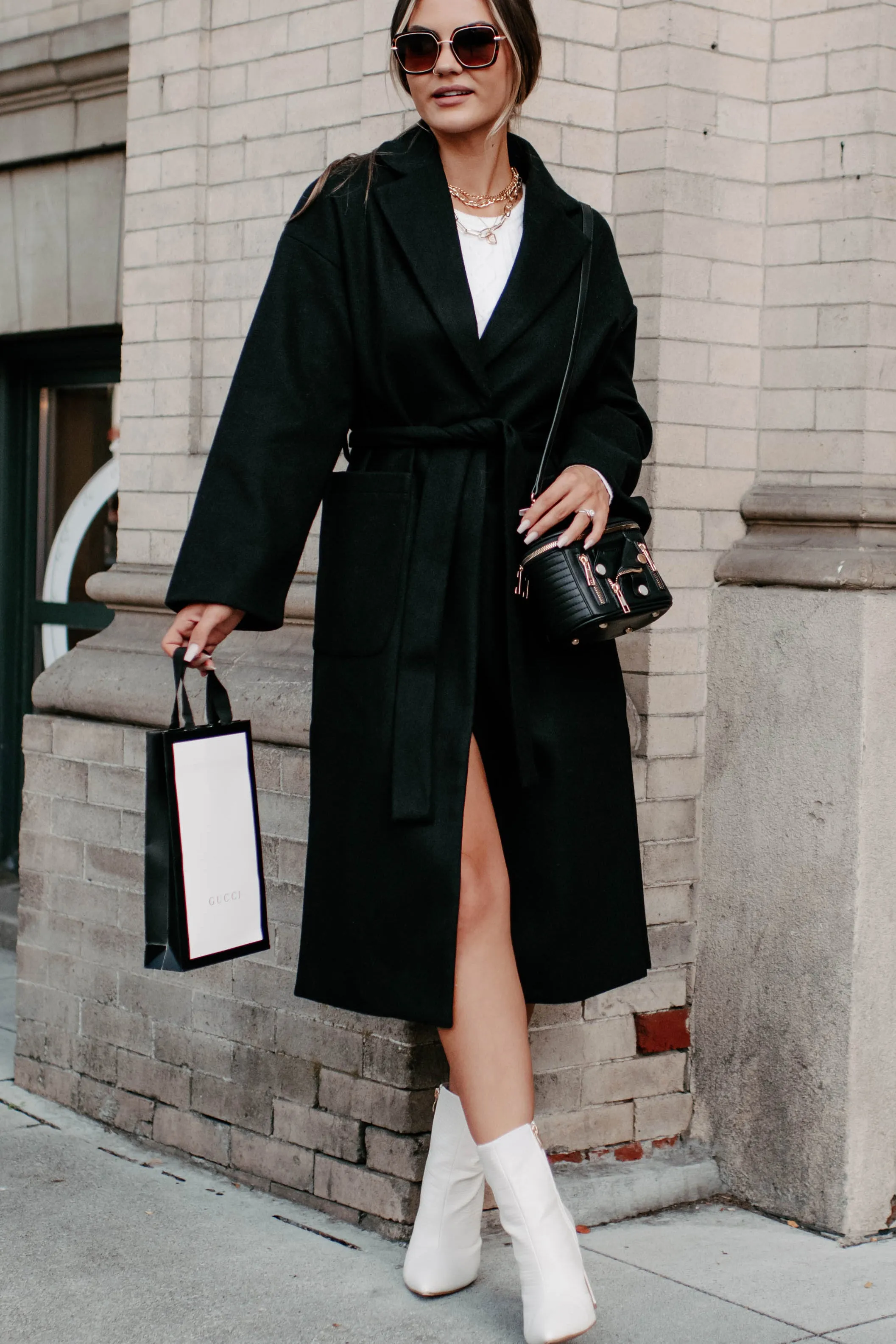 Braving The Cold Belted Trench Coat (Black)