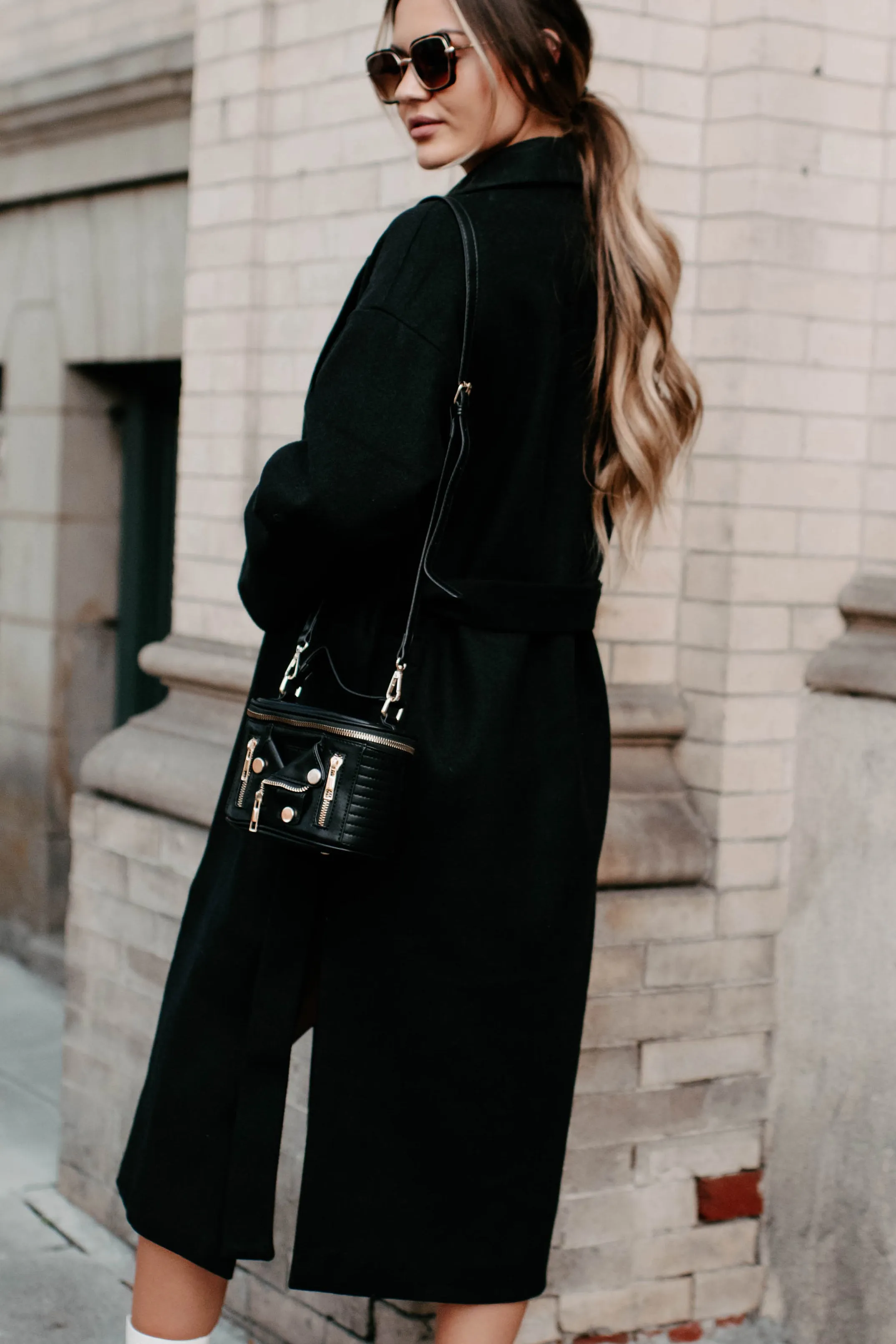 Braving The Cold Belted Trench Coat (Black)