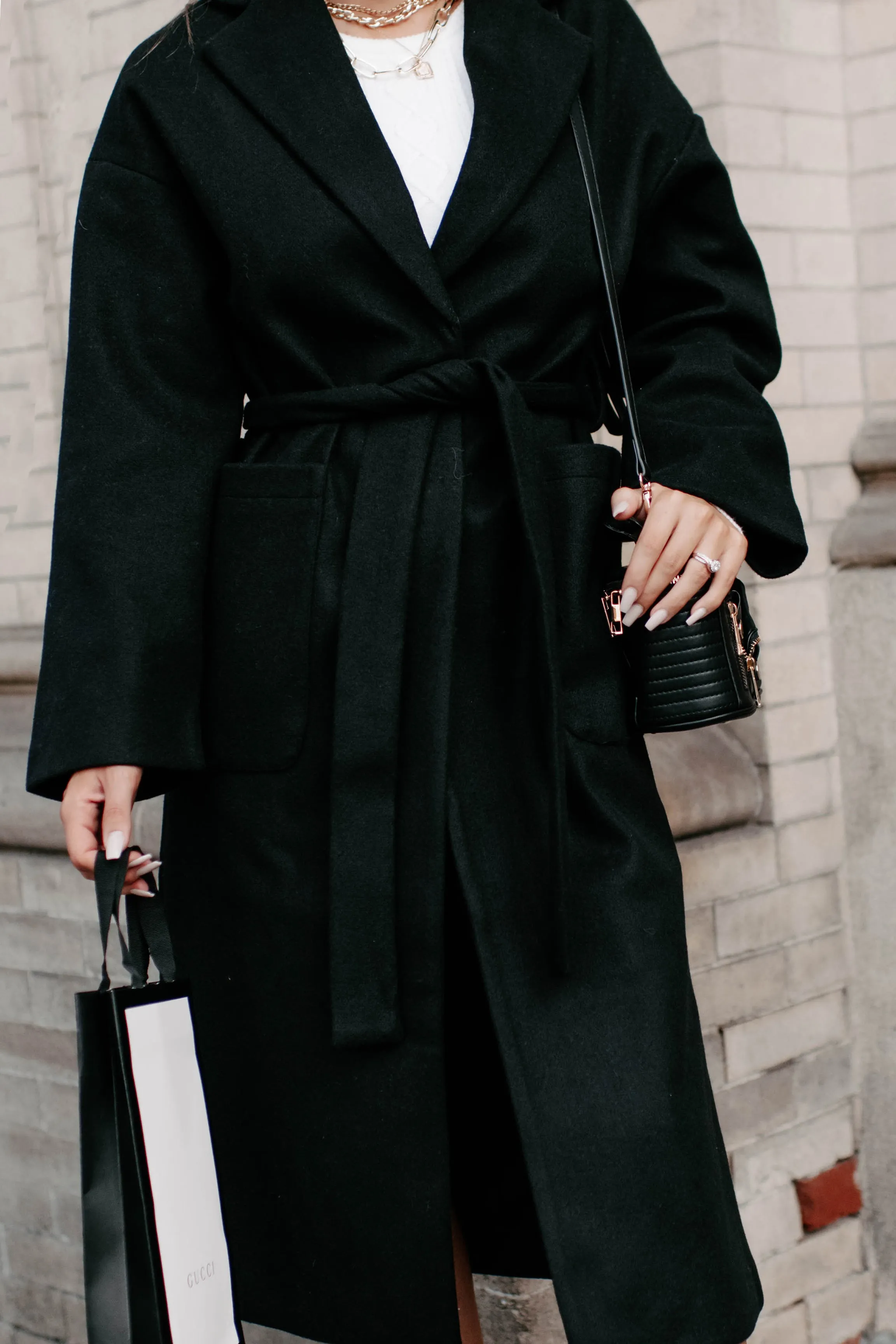 Braving The Cold Belted Trench Coat (Black)