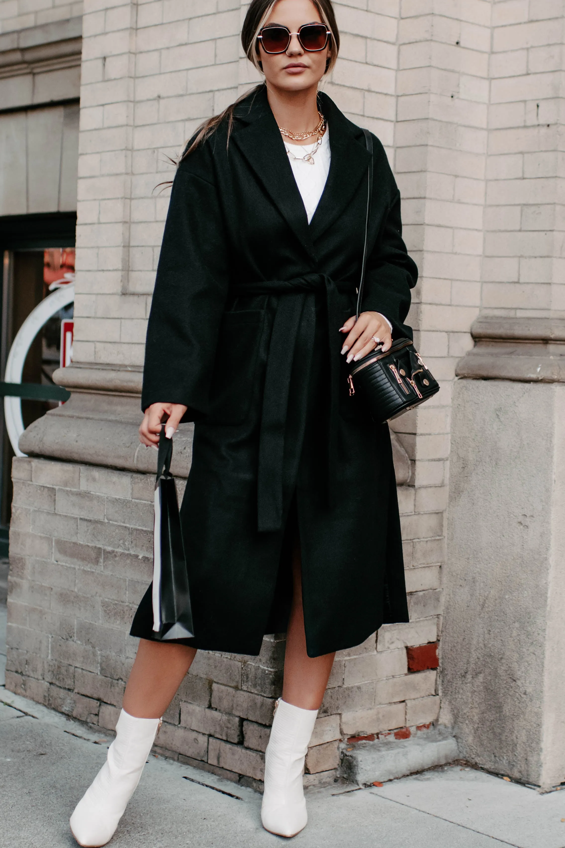 Braving The Cold Belted Trench Coat (Black)