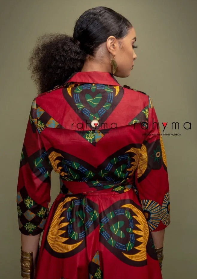 Burgundy Koko high-Low wrap dress Jacket