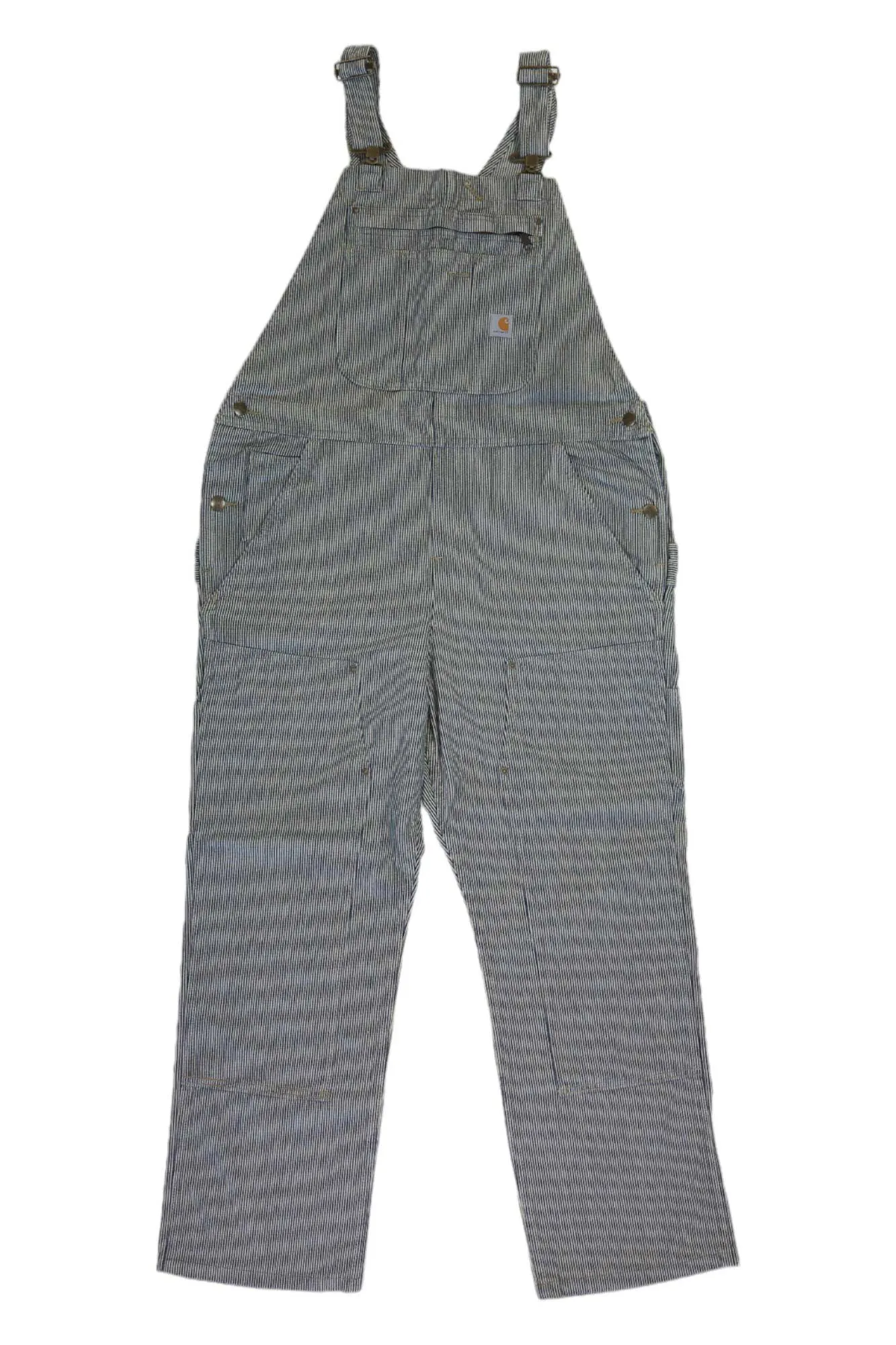 Carhartt Women's Rugged Flex Relaxed Fit Denim Railroad Stripe Bib Overall