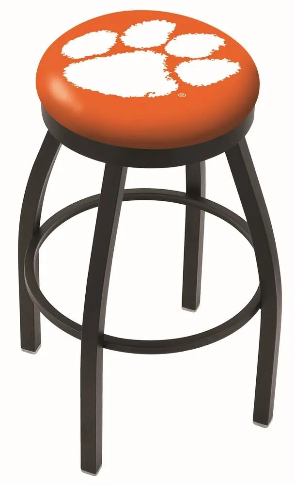 Clemson Tigers HBS Black Swivel Bar Stool with Orange Cushion