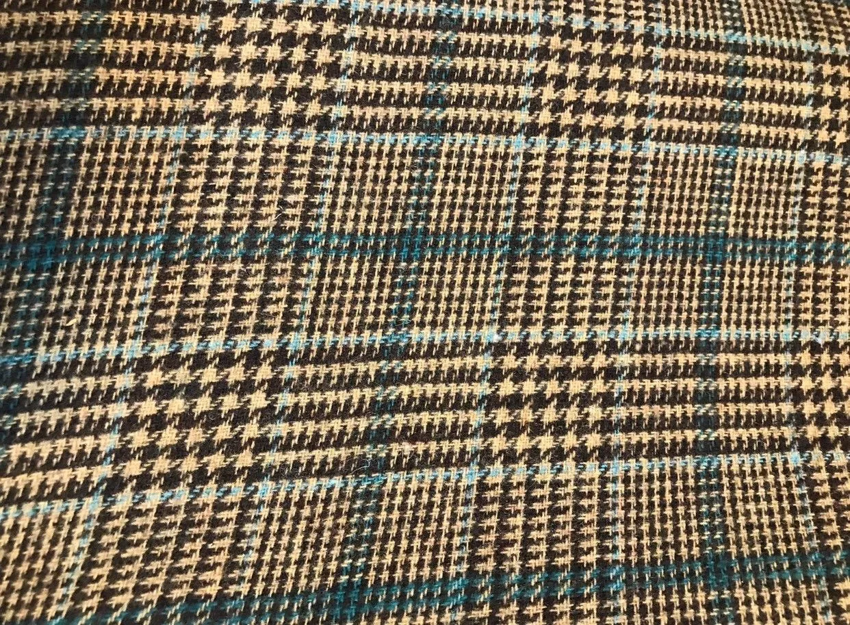 Close-Out Designer Wool Brown Plaid Woven Fabric- 60” Wide