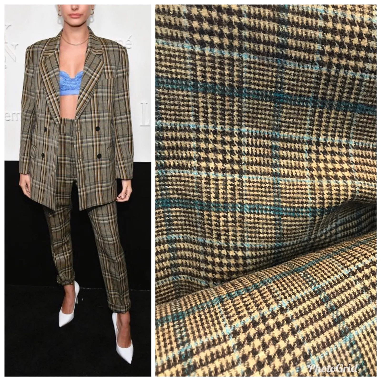 Close-Out Designer Wool Brown Plaid Woven Fabric- 60” Wide