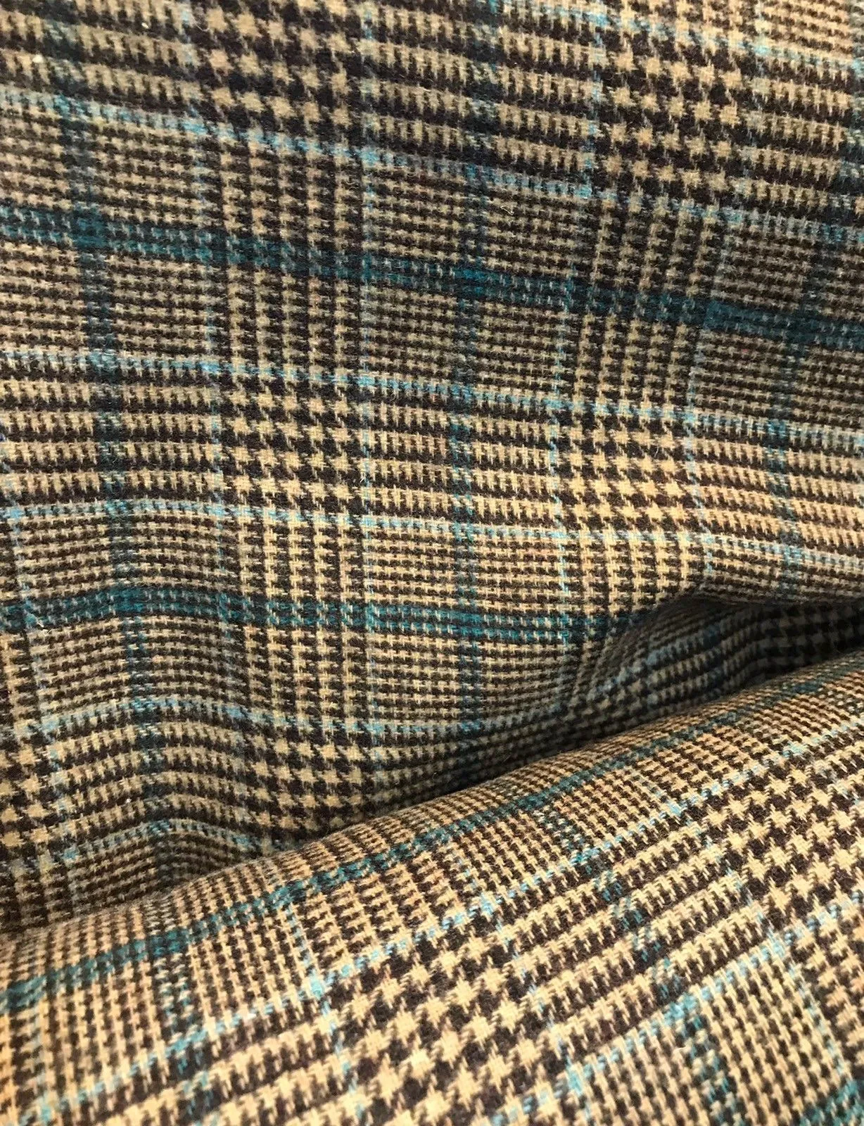 Close-Out Designer Wool Brown Plaid Woven Fabric- 60” Wide
