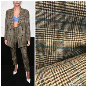 Close-Out Designer Wool Brown Plaid Woven Fabric- 60” Wide