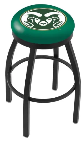 Colorado State Rams HBS Black Swivel Bar Stool with Green Cushion