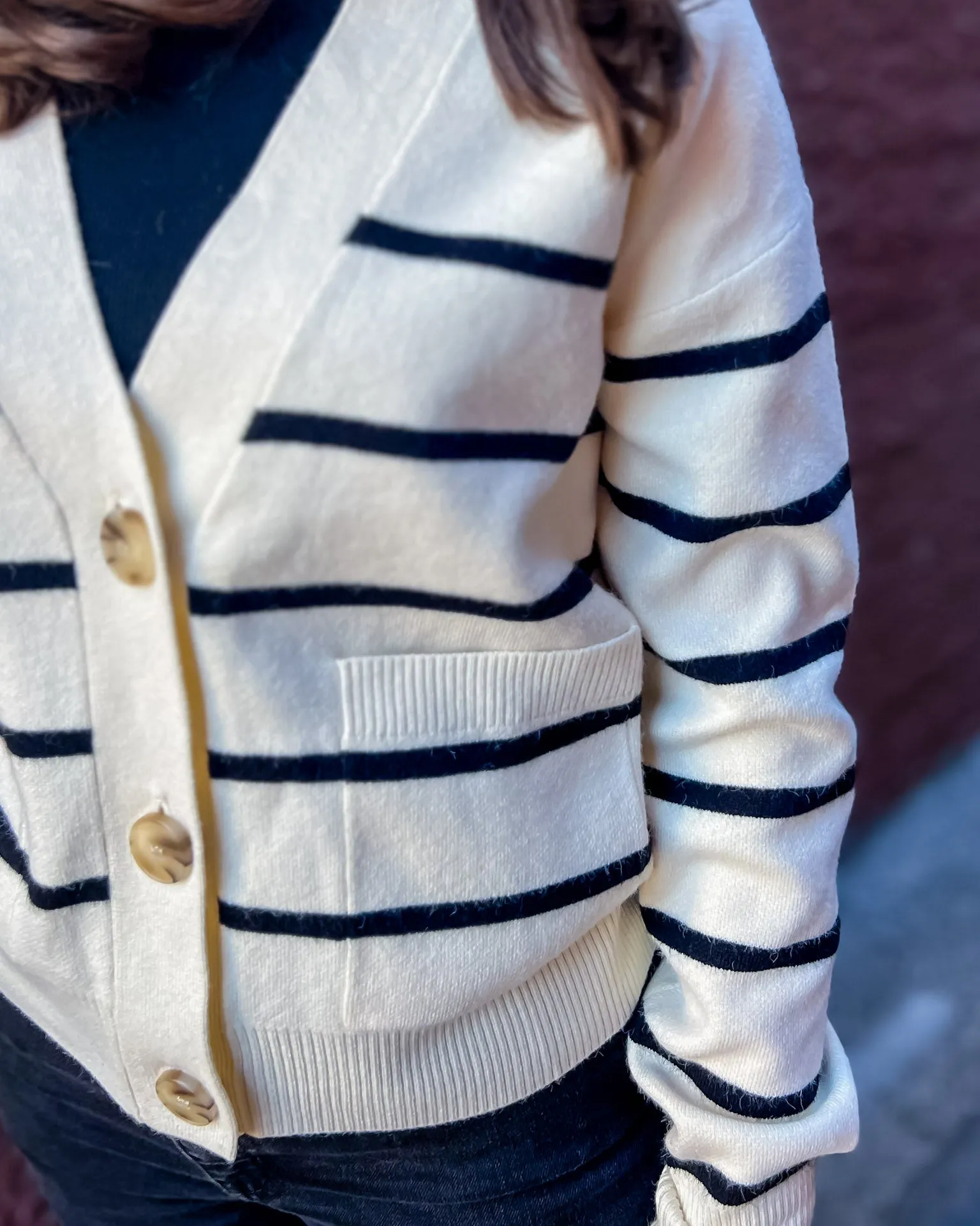 Cream/Black Striped Cardigan