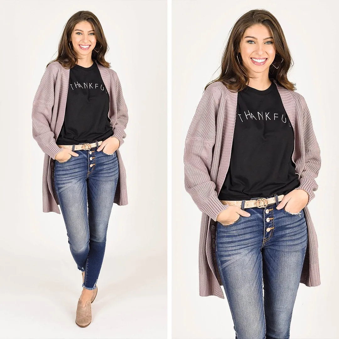 Dear To My Heart Dusty Lavender Cable Knit Cardigan
