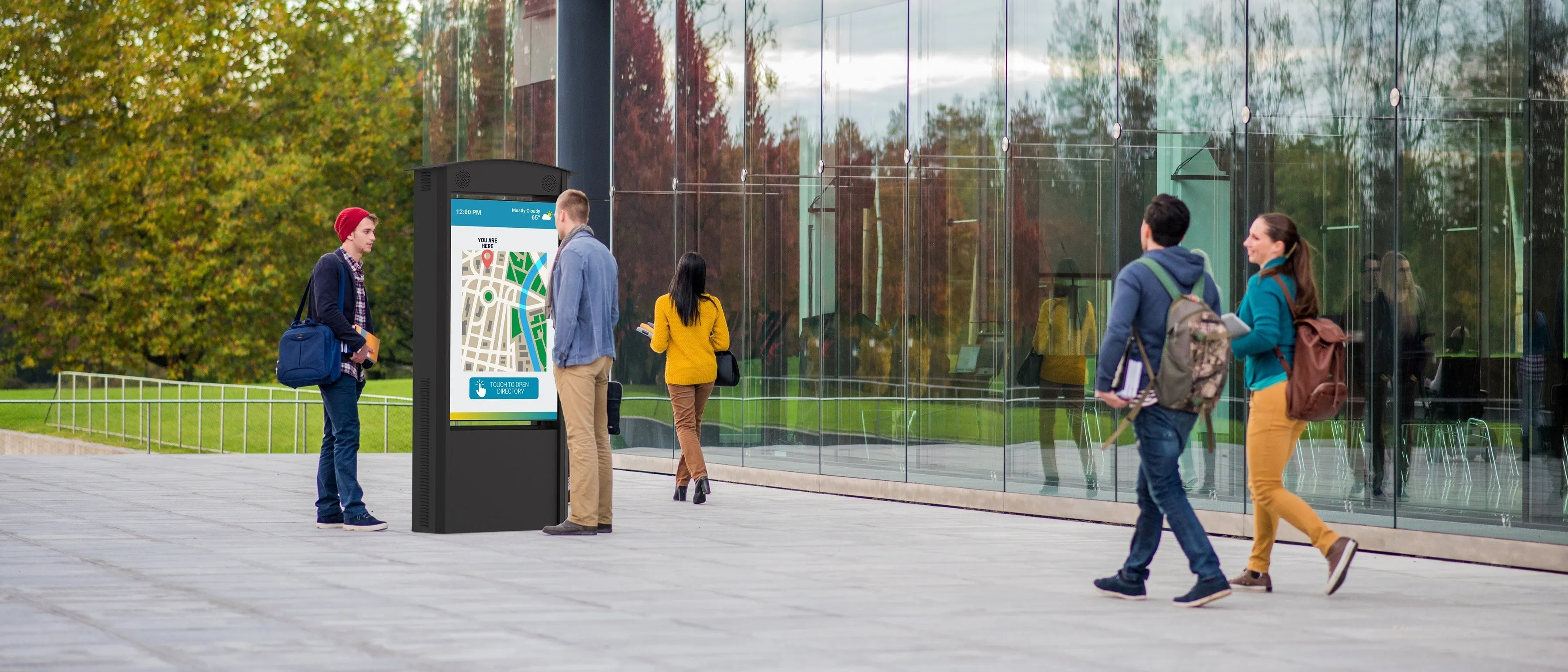 Doppelseitiger Smart City Kiosk Zwei 55-Zoll Xtreme™ High Bright Outdoor Displays Inklusive