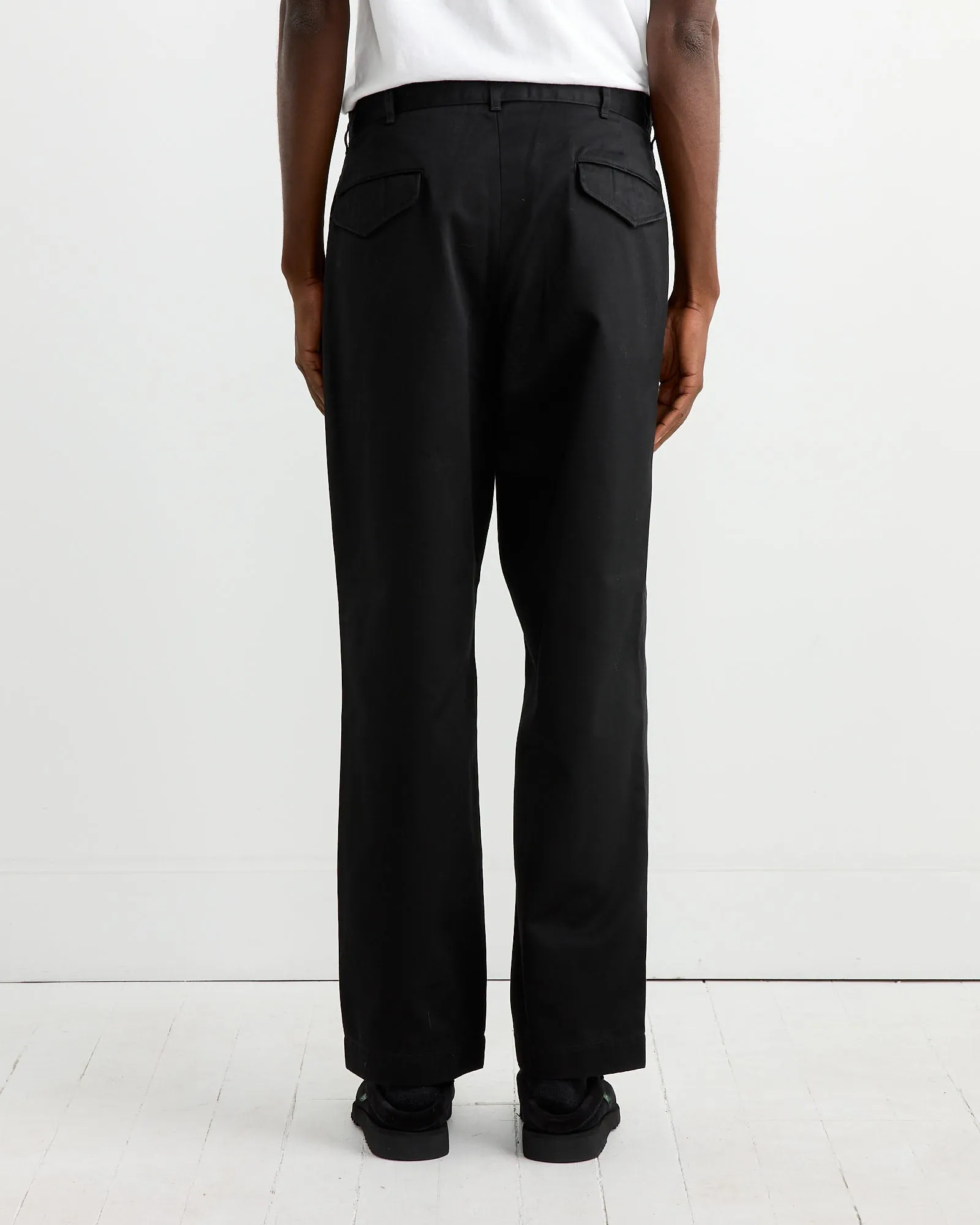 Double Pleat Chino Pant in Black