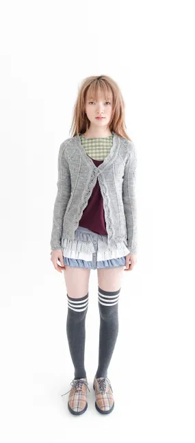 [FAERIE] SS 24 knitted frill color cardigan