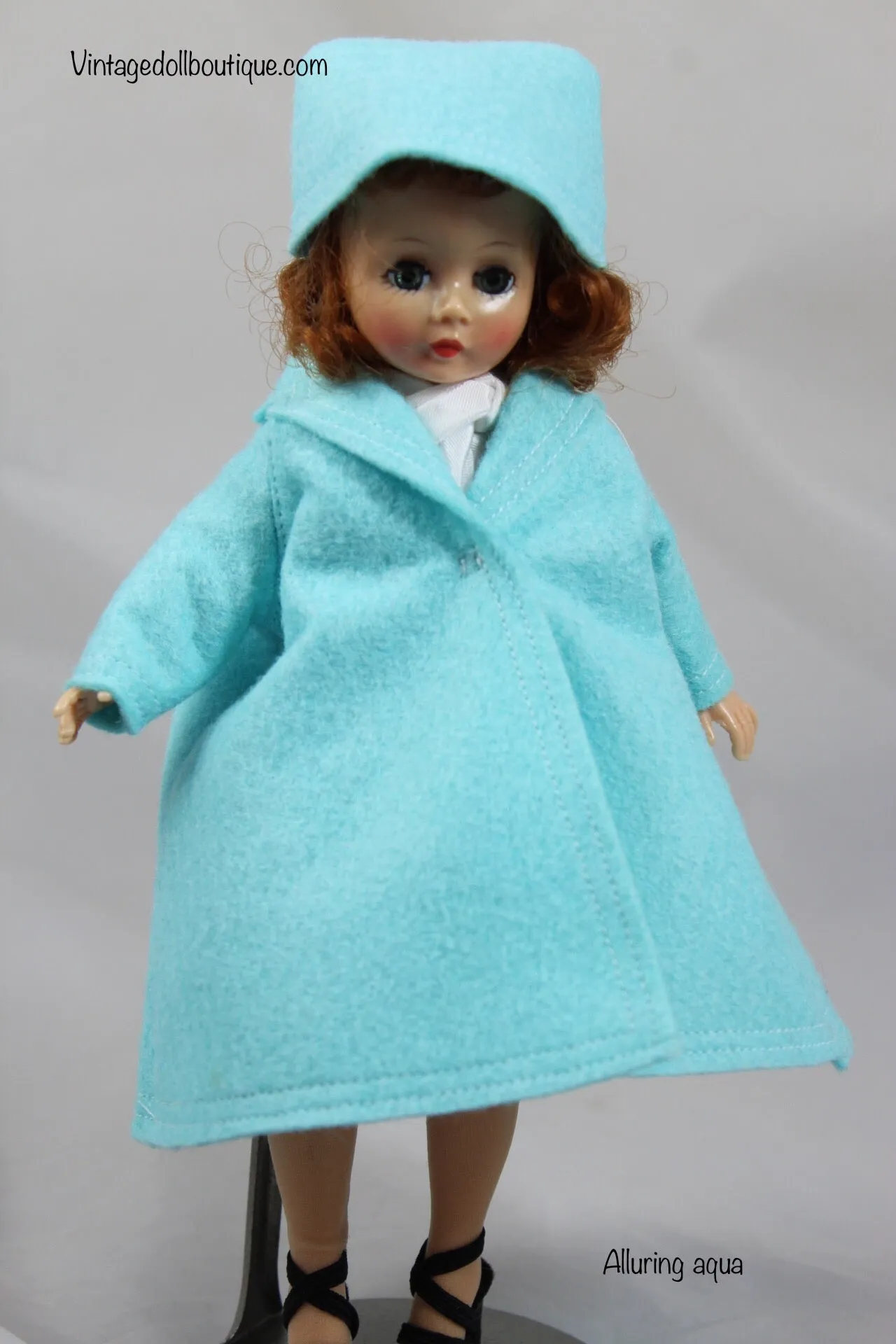 Felt coat and hat set “Alluring Aqua” for 9” Cissette