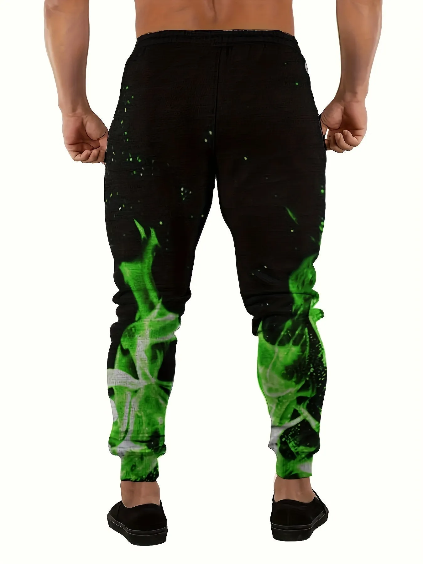Fire Pattern Print Drawstring Sweatpants Loose Fit Pants Men's Casual Joggers For Men Winter Fall Running Jogging