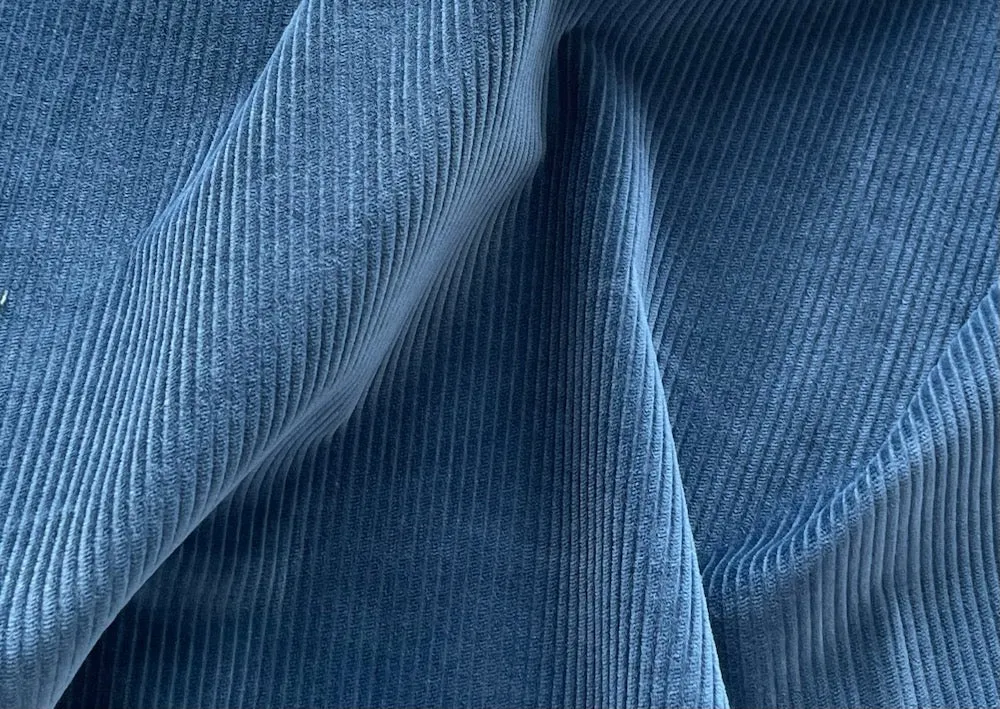 French Denim Blue Stretch Mid-Wale Cotton Corduroy (Made in Italy)