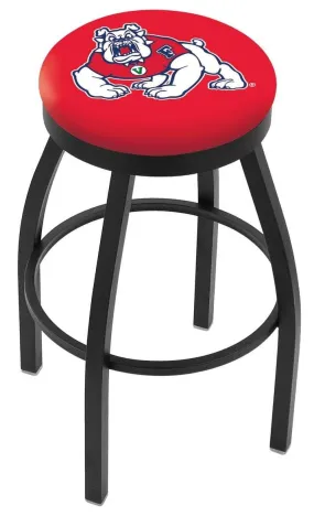 Fresno State Bulldogs HBS Black Swivel Bar Stool with Red Cushion