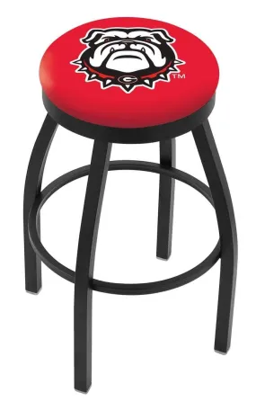 Georgia Bulldogs HBS Head Logo Black Swivel Bar Stool with Red Cushion