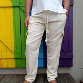 Hemp and Cotton Blend Men's Long Pants Natural Colour Enzyme Wash