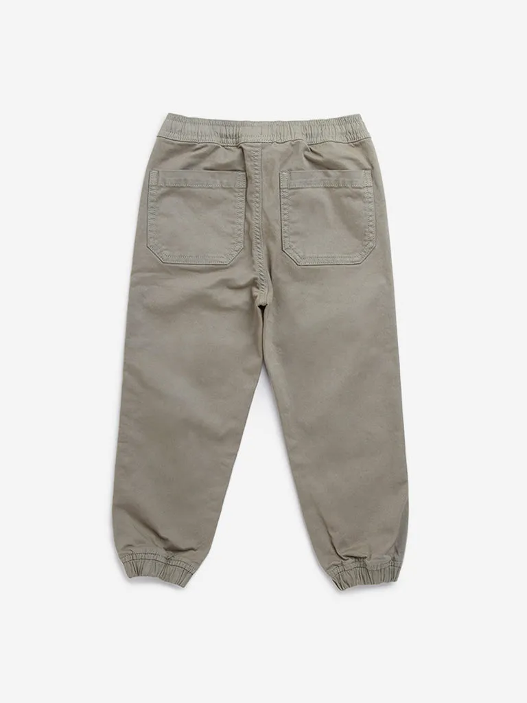 HOP Kids Sage Solid Mid-Rise Cotton Blend Joggers