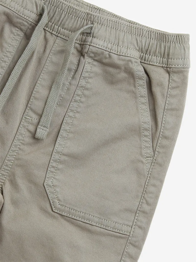 HOP Kids Sage Solid Mid-Rise Cotton Blend Joggers