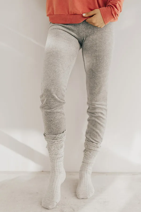 Hot Cocoa & Cuddles Velour Joggers In Grey