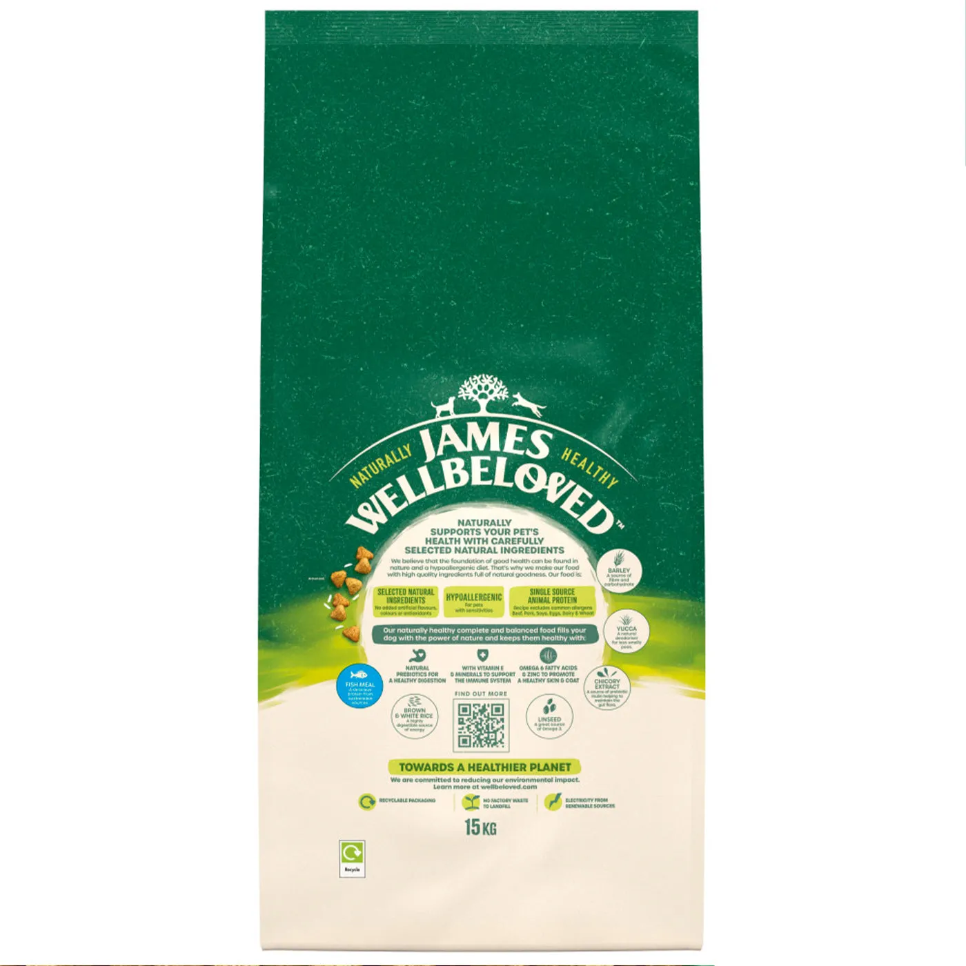 James Wellbeloved Fish & Rice Adult Dog Food 15KG