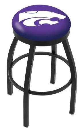 Kansas State Wildcats HBS Black Swivel Bar Stool with Purple Cushion