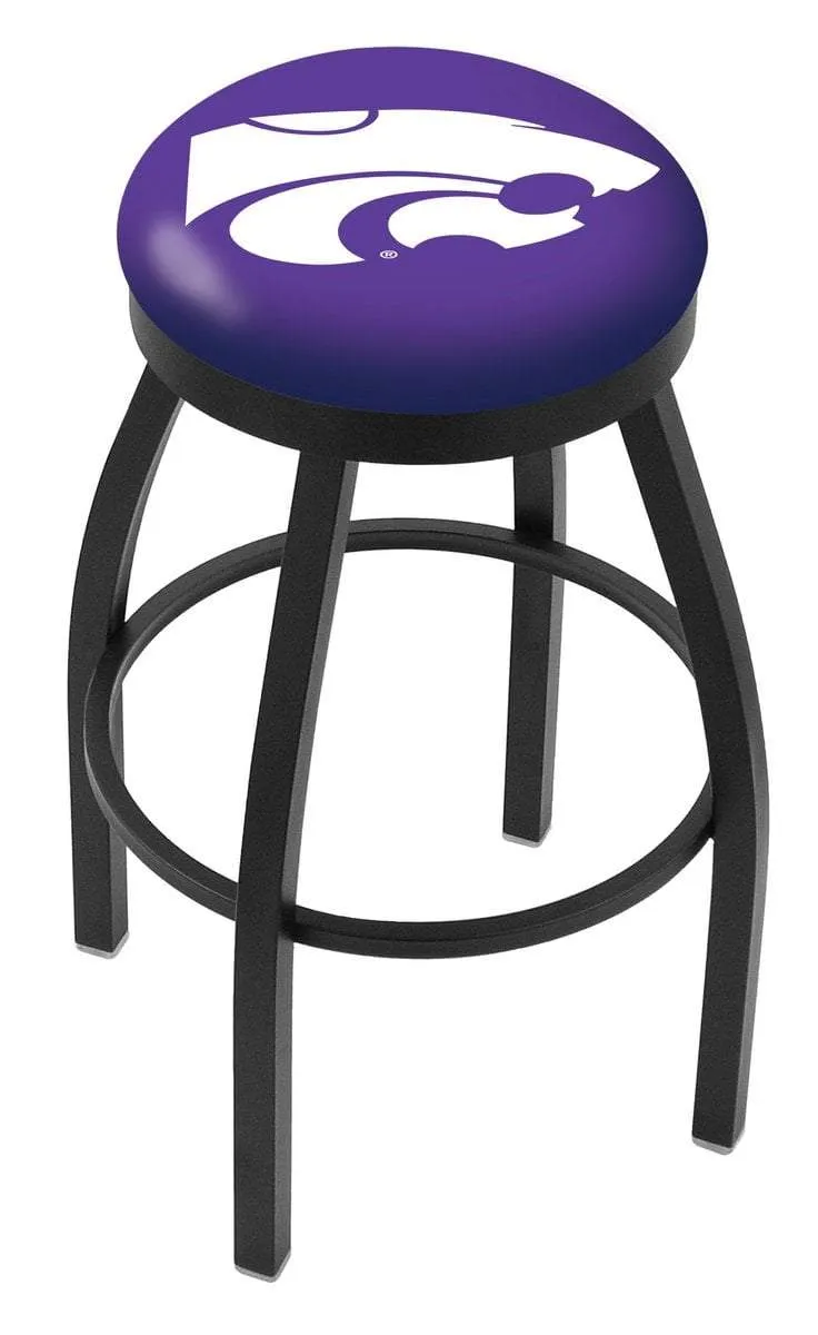 Kansas State Wildcats HBS Black Swivel Bar Stool with Purple Cushion