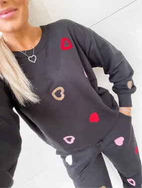 Lou & Grey Black Heart Cotton Terry Sweatpants- Size S (sold out online, we have matching sweatshirt)