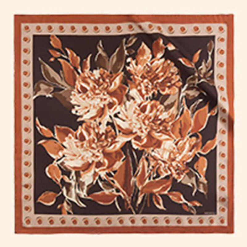 Luxurious Silk Scarf & Thermos Set: Exquisite Peony Design for the Modern Woman