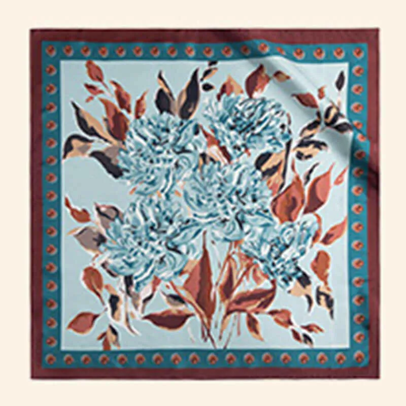 Luxurious Silk Scarf & Thermos Set: Exquisite Peony Design for the Modern Woman