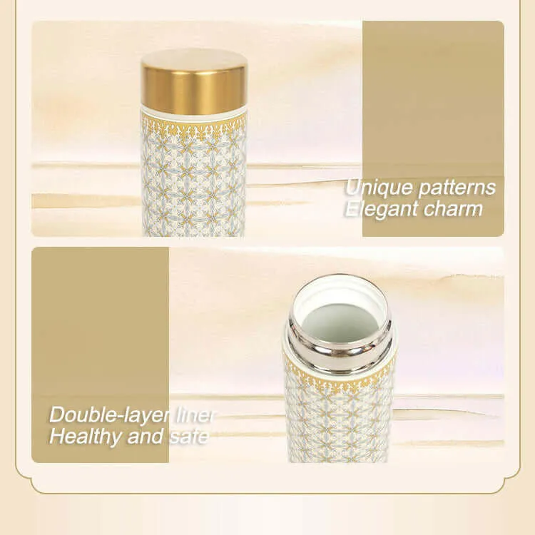 Luxurious Silk Scarf & Thermos Set: Exquisite Peony Design for the Modern Woman