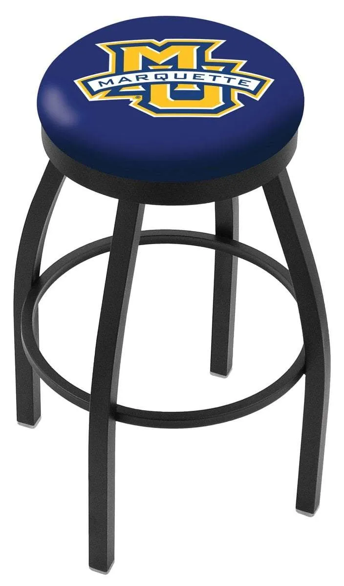 Marquette Golden Eagles HBS Black Swivel Bar Stool with Blue Cushion