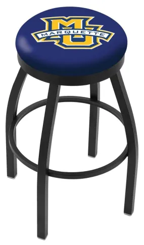 Marquette Golden Eagles HBS Black Swivel Bar Stool with Blue Cushion