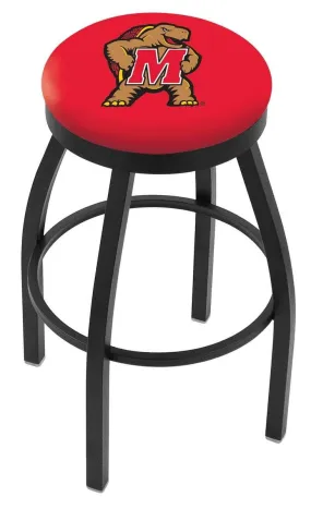 Maryland Terrapins HBS Black Swivel Bar Stool with Red Cushion