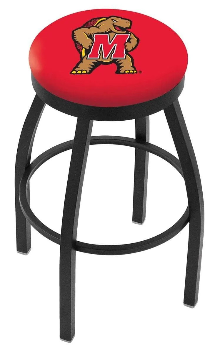 Maryland Terrapins HBS Black Swivel Bar Stool with Red Cushion