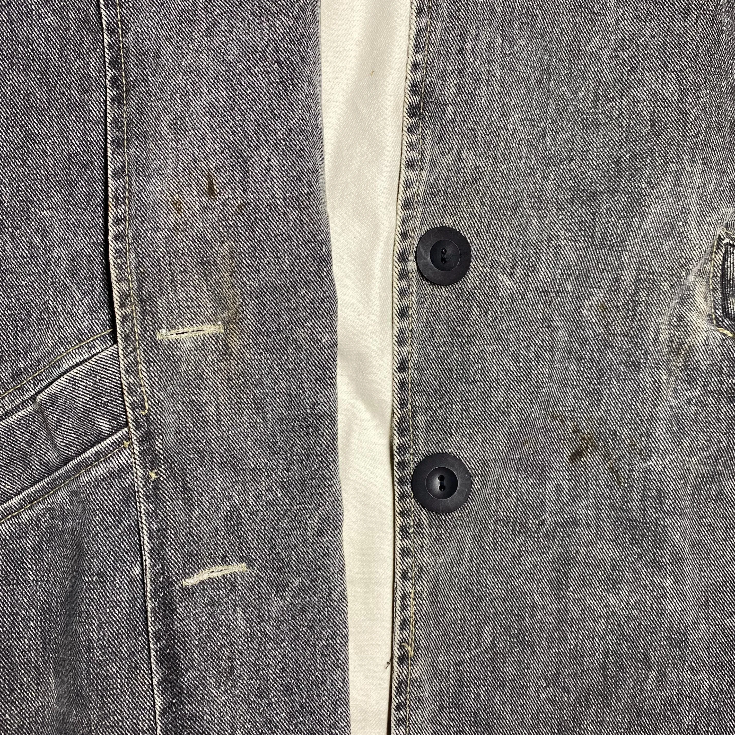 Medium 80s Acid Wash Grey Denim Duster Jacket